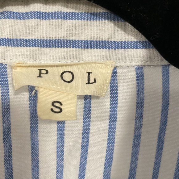 POL Polly Farms Blue White Striped Dress with Lattice Detail Size Small NWOT - Picture 9 of 9